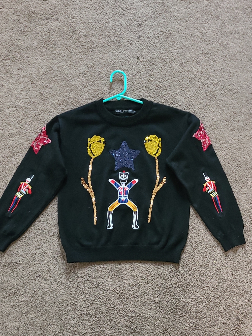 Black Embellished Nutcracker Crewneck Sweater